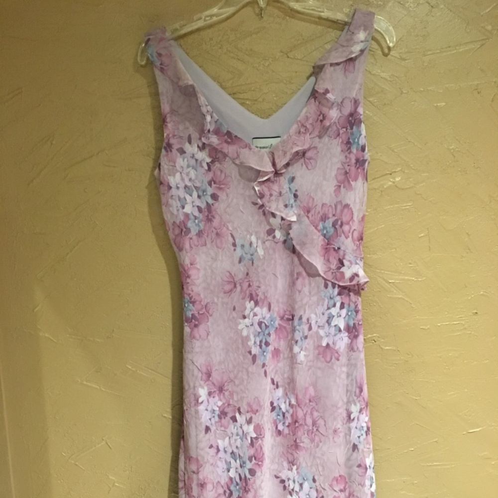 Floral Ruffle 3/4 Length Dress w/ Asymmetrical Hem